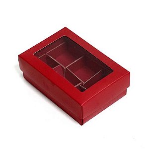 Caixa com Forminha Vermelho para 6 Doces 11x7,5x4cm