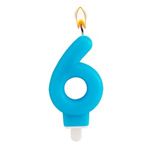 Vela de Aniversário Festivelas Número 6 Azul com 1 unidade