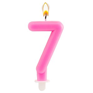 Vela de Aniversário Festivelas Número 7 Rosa com 1 unidade