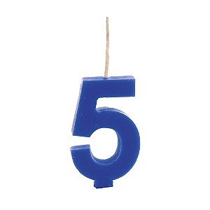 Vela de Aniversário Número 5 Colors Azul Royal UV com 1 unidade