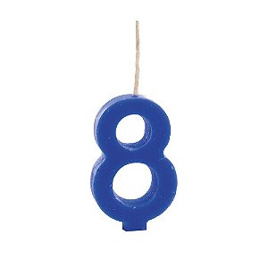 Vela de Aniversário Número 8 Colors Azul Royal UV com 1 unidade