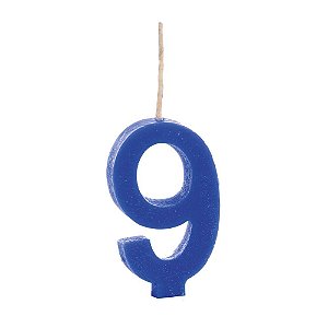 Vela de Aniversário Número 9 Colors Azul Royal UV com 1 unidade