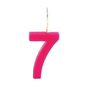 Vela de Aniversário Número 7 Colors Rosa UV com 1 unidade