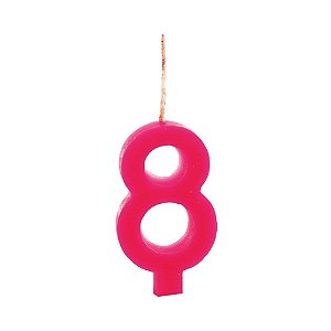 Vela de Aniversário Número 8 Colors Rosa UV com 1 unidade