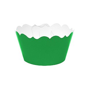 Porta Cupcake Simples Liso Verde com 12 unidades