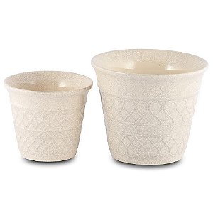 Jogo de Vasos em Cerâmica Creme Referencia HZ10011S/M-1