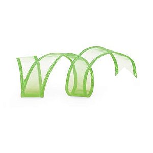 Fita Decorativa Aramada 27mm Organza Verde 10m