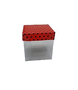 Caixa de Acetato 6,5x6,5x7cm Poá Vermelho e Preto com 8 unidades