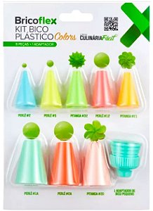 Kit Bico Confeiteiro Plastico Colors 9un Bricoflex