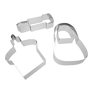 Kit de Cortador de Acessório Feminino com 3 peças em Aço Inox 8x2cm