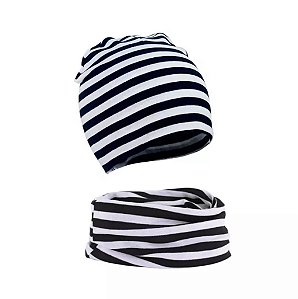 Conjunto infantil listrado -  gorro e cachecol