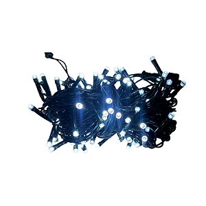 CORDAO 100 LEDS FIXO BRANCO FRIO 220V FIO VD 10M - BRILLIANT