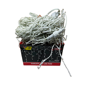 CASCATA 400 LEDS FIXO BRANCO FRIO 220V FIO BCO 10M - BRILLIANT