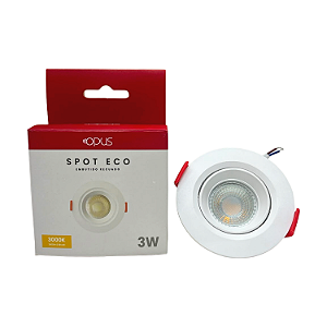 SPOT EMBUTIDO REDEDONDO 3W 3.0K 210LM - OPUS