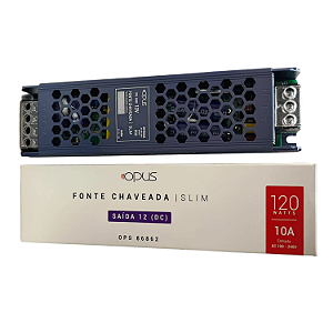 FONTE CHAVEADA SLIM 10A 12V 120W IP20 BIVOLT - OPUS