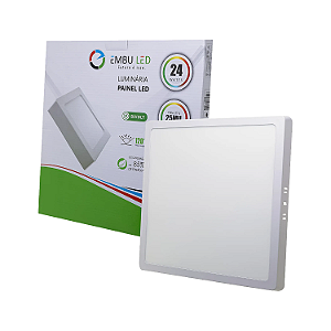 Painel Quadrado Sobrepor Recuado 24w 6.5k - Embuled
