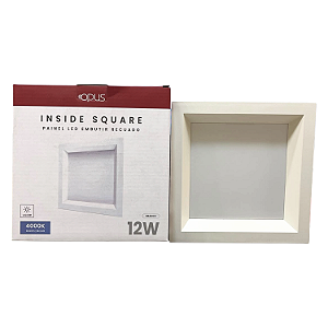 Painel Embutido Quadrado Recuado 12w 4.0k Bivolt Branco Opus