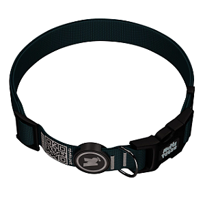 Conjunto Coleira e Guia para Cachorro Premium com QR Code | Petróleo
