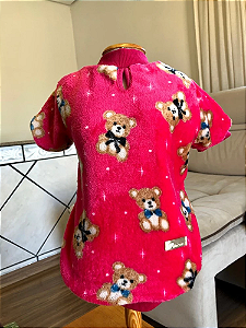Mantinha Urso de Pelúcia Rosa