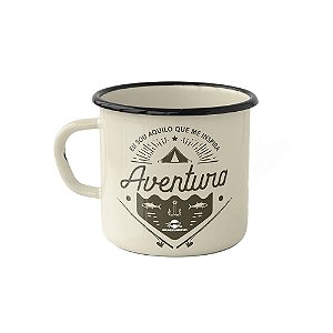 Caneca Esmaltada de Alumínio Creme Guepardo