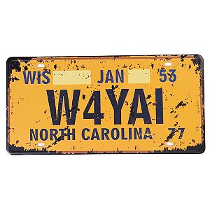 Placa de carro antiga decorativa metálica vintage North Carolina 