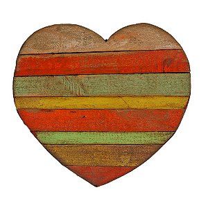 Quadro Coração de Madeira Multicor B (21 x 22)cm (S)