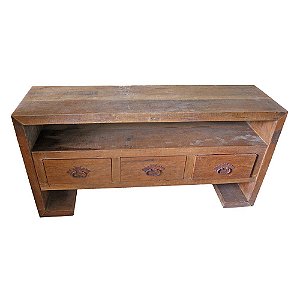 Rack Rústico Madeira de Demolição Peroba Rosa Gavetas (S)