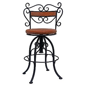Banqueta Artesanal de Madeira e Metal  80 x 45 x 38 cm (S)