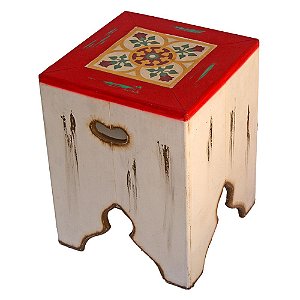 Banco Rústico de Madeira com Ladrilho Hidráulico 45cm B (S)