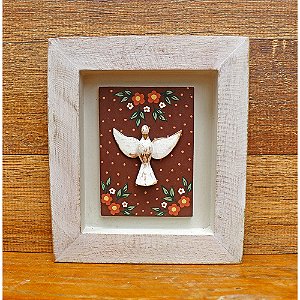 Quadro Divino Espírito Santo Moldura Patinada 19cm C (S)