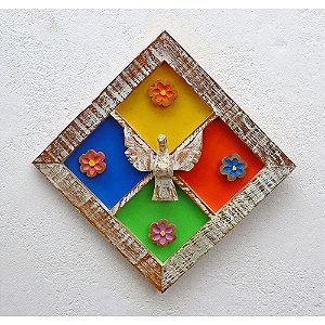 Quadro Divino Espírito Santo Colorido Madeira 42cm Arte (S)