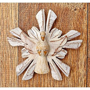 Divino Espírito Santo em Madeira Pátina Branca Luxo