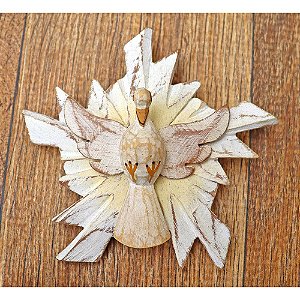 Divino Espírito Santo em Madeira Pátina Branca Luxo F (S)