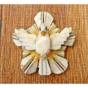 Divino Espírito Santo em Madeira Pátina Branca Luxo Miniatura (S)