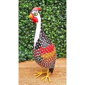Galinha da Angola Esculpida e Pintada em Madeira  P (A) (S)