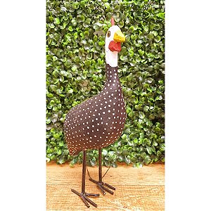 Galinha da Angola Esculpida e Pintada em Madeira P (C) (S)