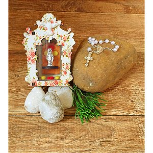 Oratório Nossa Senhora Graças Estampado Flores Mesa/ Ímã (S)