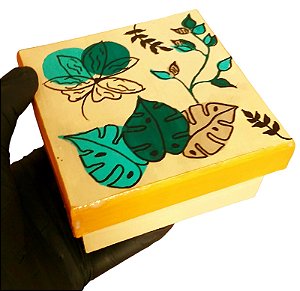 Caixa de Madeira MDF com Pintura Artesanal Orgânica 100 % Manual