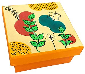 Caixa de Madeira MDF com Pintura Artesanal Orgânica 100 % Manual 02