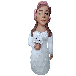 Boneca de Cerâmica Noiva Vale do Jequitinhonha Artesanato
