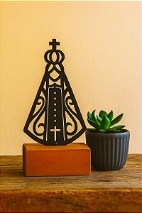 Imagem Nossa Senhora Aparecida Madeira E Ferro Artesanal de Mesa