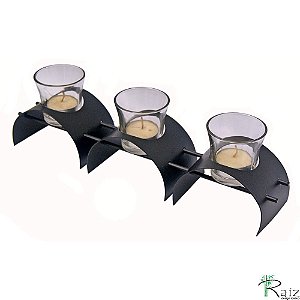 Castiçal de Metal com Três Copinhos com Velas (S)