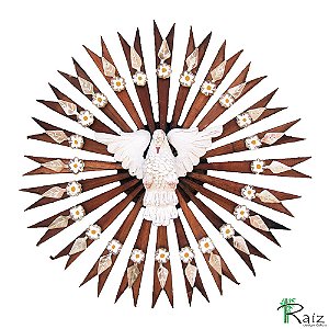Divino Espírito Santo com Flores e Folhas Madeira 53cm (L) (c)