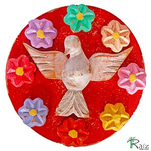 Mandala Divino Espírito Santo Flores Madeira Rústico B (S)