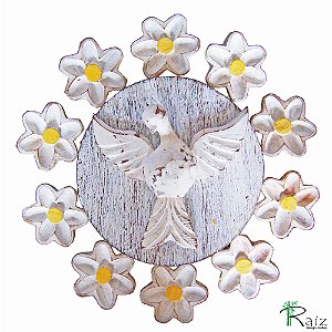 Mandala Divino Espírito Santo Madeira Rústico 25cm A (S)