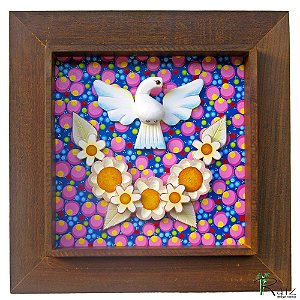 Quadro Divino Espírito Santo Madeira Natural 45cm B (L) (c)