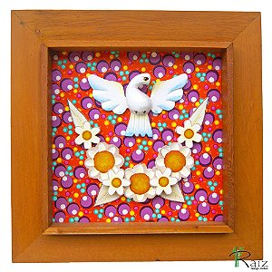 Quadro Divino Espírito Santo Madeira Natural 45cm C (L) (c)
