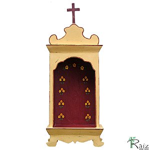 Oratório Artesanal em Madeira para Mesa ou Parede 40cm B (S)