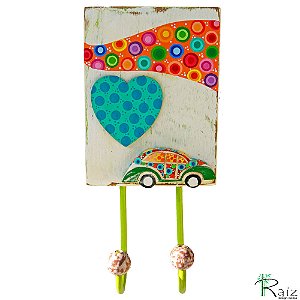 Cabideiro com Gancho em Madeira Fusca Pintura Colorida (S)