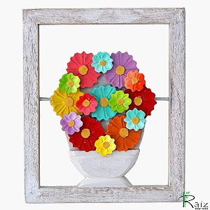 Quadro Vaso de Flores Madeira Vazado (30x25)cm (S)